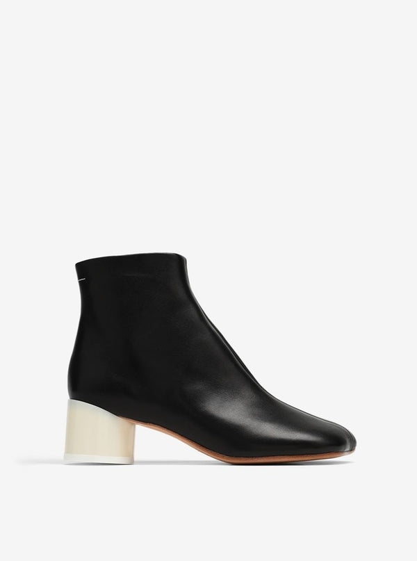 BLACK 6 LOGO HEEL BOOTS