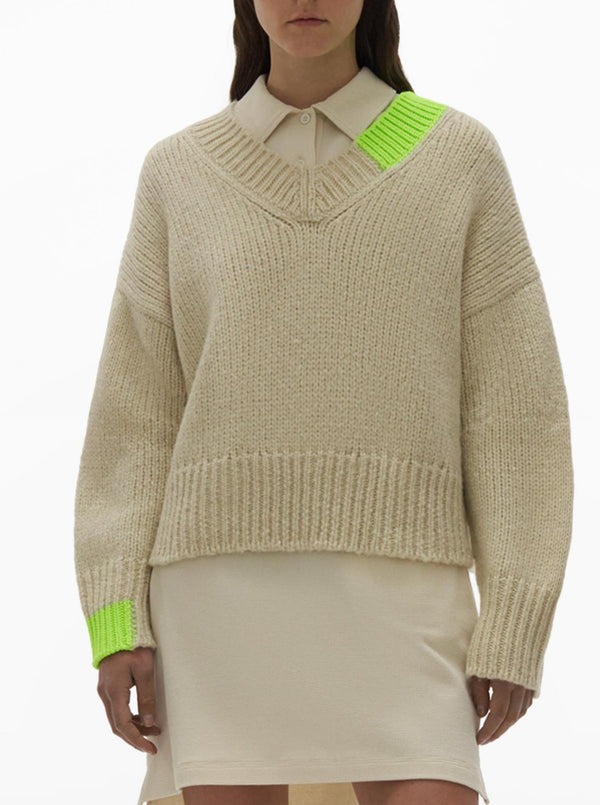 WINTER WHITE OVERSIZED WOOL-CAMEL SWEATER