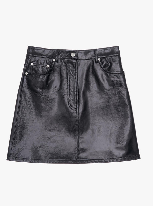 BLACK 5 POKET LEATHER SKIRT