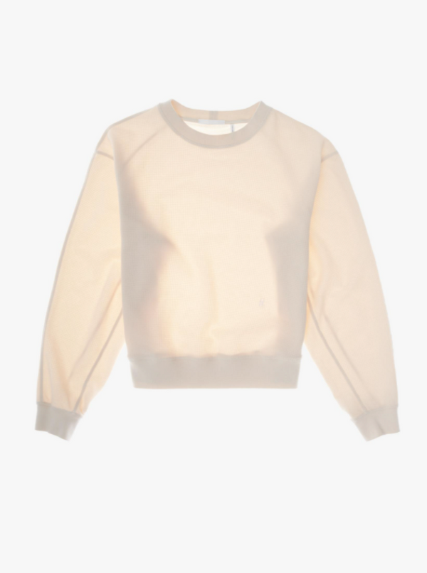 WINTER WHITE WAFFLE-KNIT SWEATSHIRT